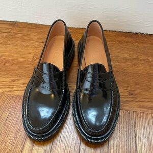 Black leather J. Crew loafers